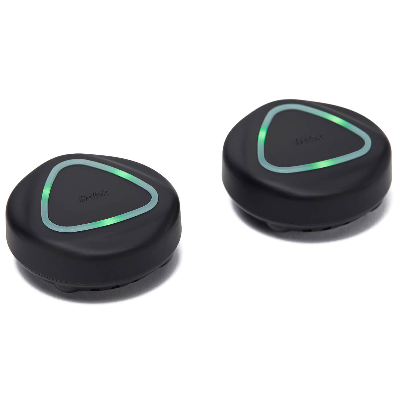 Two Aalok Patches with green accents on a white background