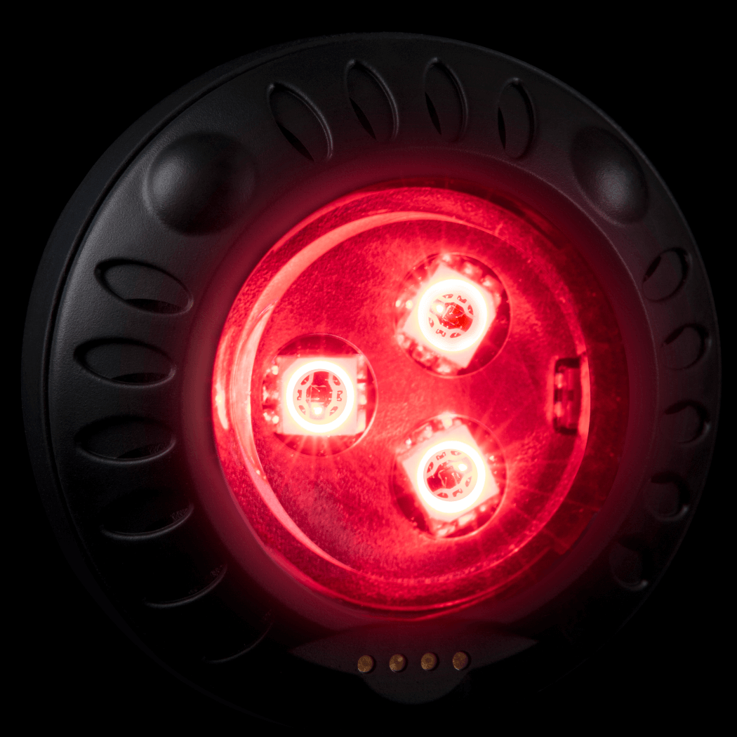 Aalok Patch Single emitting red LED light on a black background