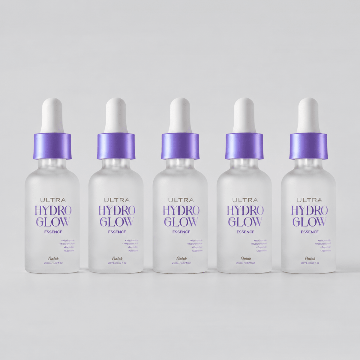 Aalok Ultra Hydro Glow Essence box show all 5 bottle