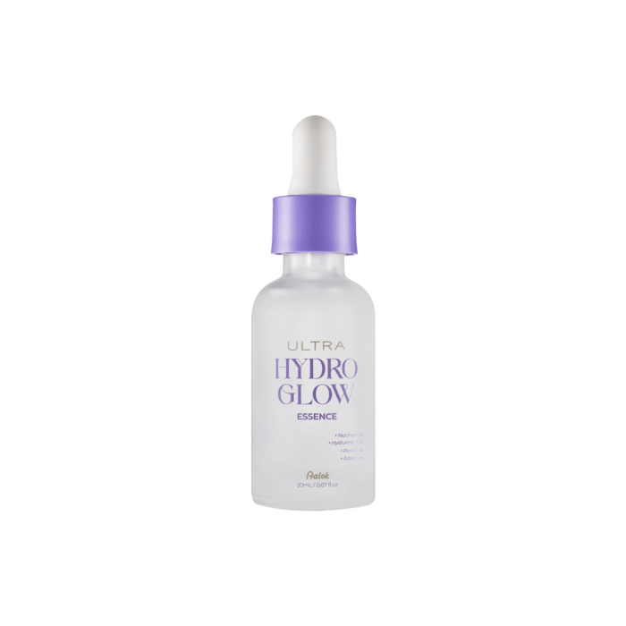 Bottle of Aalok Ultra Hydro Glow Essence on a white background